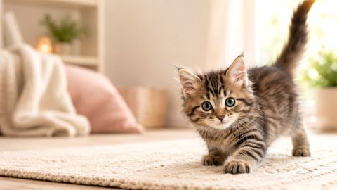 Kitten in a cozy home for a 7 month old kitten in human years guide